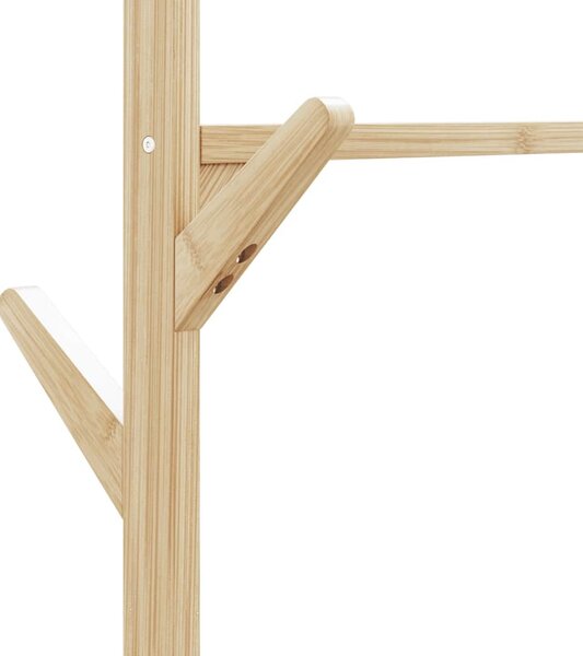 Bambusz ruhaállvány polcokkal és kerekekkel 100x38x175,5 cm