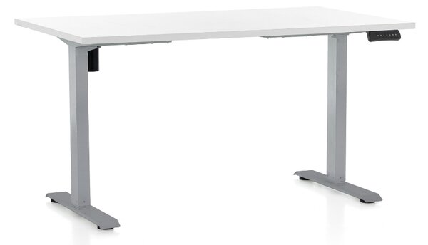 Állítható magasságú asztal OfficeTech B, 140 x 80 cm, szürke alap, fehér