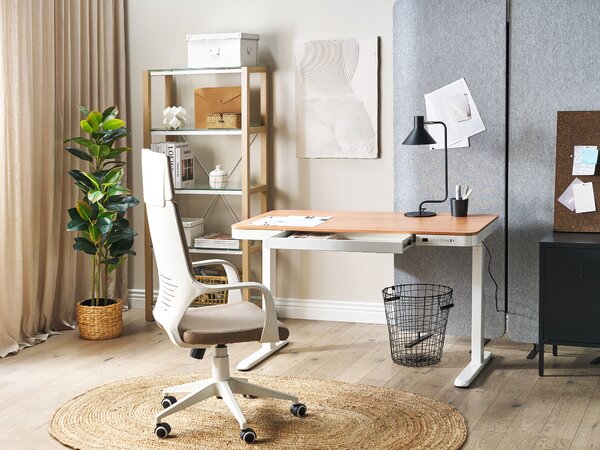Elektromosan állítható asztal KENLY Barna/fehér 120 cm 60 cm USB porttal