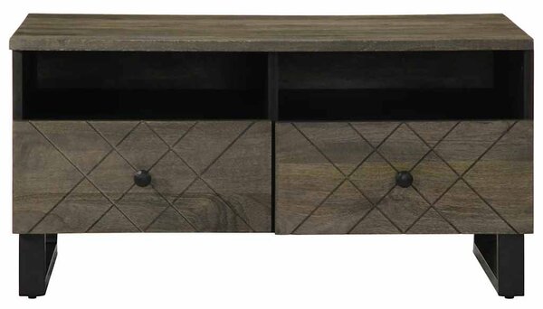 Fekete tömör mangófa dohányzóasztal 80 x 54 x 40 cm