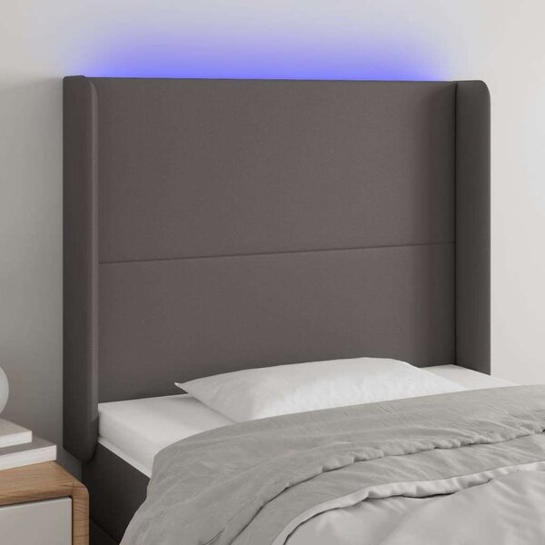 VidaXL szürke műbőr LED-es fejtámla 93x16x118/128 cm