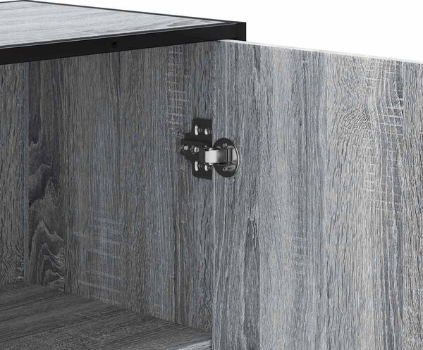 Highboard szürke sonoma 35,5x35x139 cm gépelt fa és fém