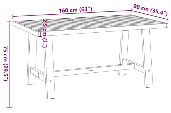 Étkezőasztal NOAIN A alakú lábak 160x90x75 cm tömör fa fenyőfa