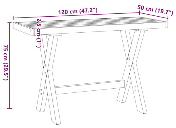 Íróasztal NOAIN X alakú lábak 120x50x75 cm tömör fa fenyőfa