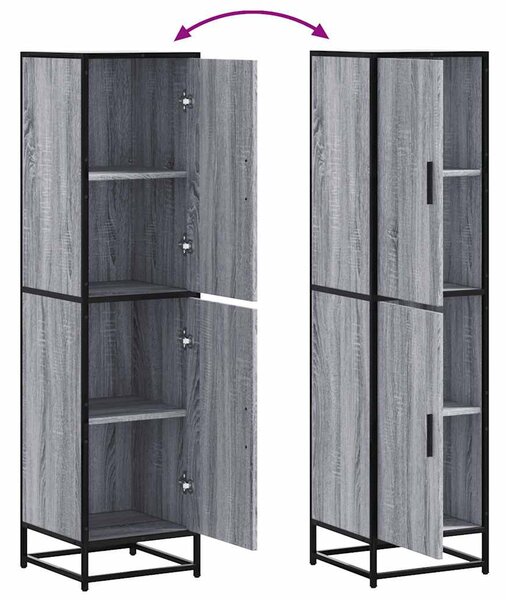 Highboard szürke sonoma 35,5x35x139 cm gépelt fa és fém
