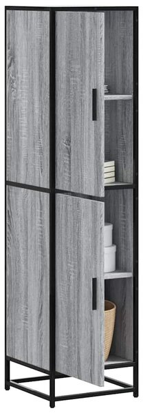 Highboard szürke sonoma 35,5x35x139 cm gépelt fa és fém