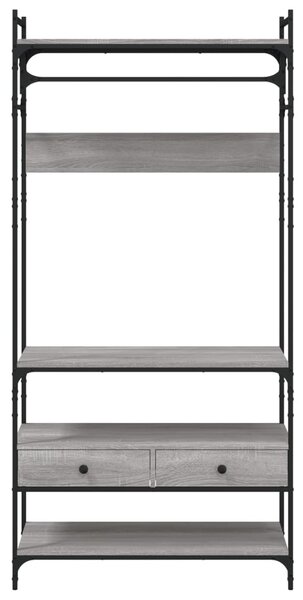 Szürke sonoma szerelt fa ruhásszekrény fiókokkal 89x39x184,5 cm