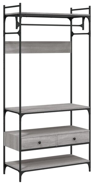 Szürke sonoma szerelt fa ruhásszekrény fiókokkal 89x39x184,5 cm