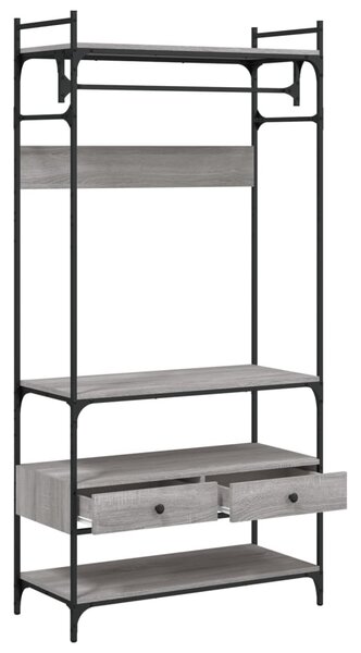 Szürke sonoma szerelt fa ruhásszekrény fiókokkal 89x39x184,5 cm