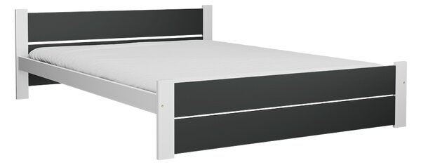 IKAROS DOUBLE ágy 140 x 200 cm, antracit/fehér Ágyrács: Léces ágyrács, Matrac: Matrac nélkül