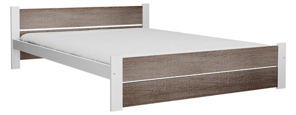 IKAROS DOUBLE ágy 120 x 200 cm, fehér/trüffel tölgy Ágyrács: Léces ágyrács, Matrac: Matrac nélkül