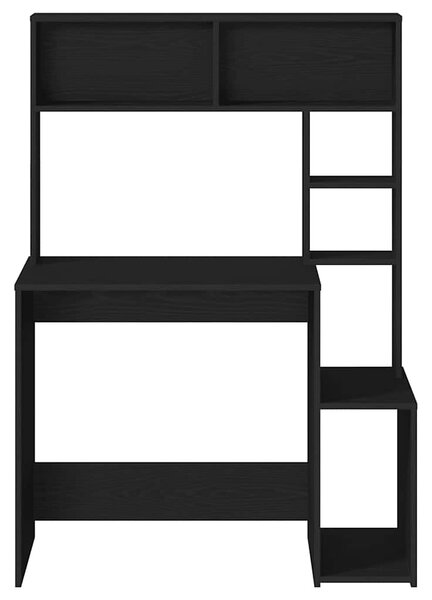 Fekete szerelt fa íróasztal polcokkal 100x45x140 cm