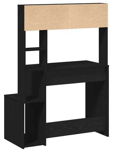 Fekete szerelt fa íróasztal polcokkal 100x45x140 cm