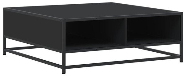 Fekete szerelt fa és fém dohányzóasztal 80 x 80 x 30 cm