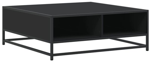 Fekete szerelt fa és fém dohányzóasztal 80 x 80 x 30 cm