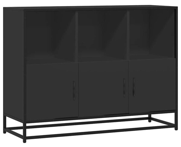 Fekete szerelt fa tálalószekrény 100x35x76 cm