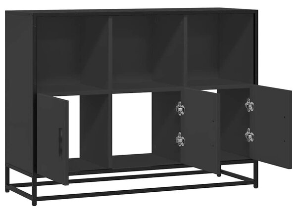 Fekete szerelt fa tálalószekrény 100x35x76 cm