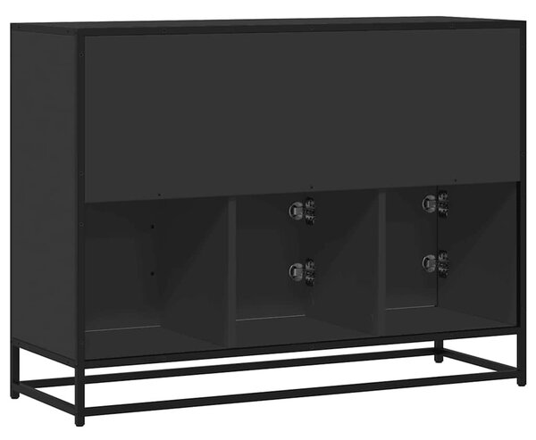 Fekete szerelt fa tálalószekrény 100x35x76 cm