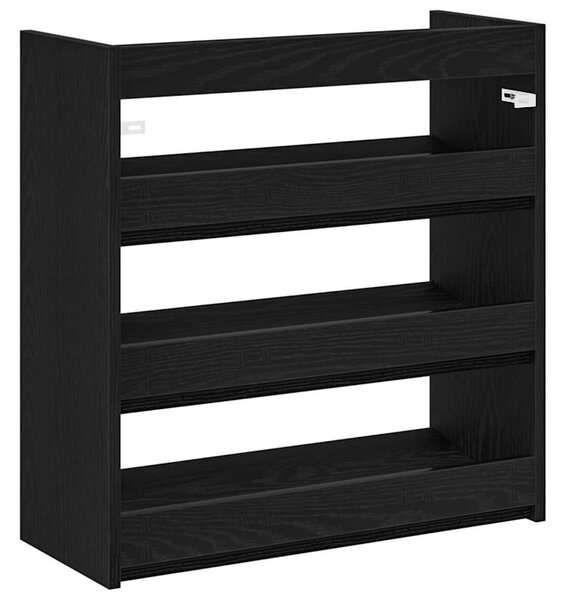 Fekete szerelt fa cipőtároló szekrény 60x25x62 cm