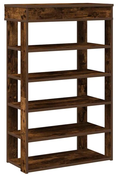 Füstös tölgy színű szerelt fa cipőtartó 60x30x98 cm