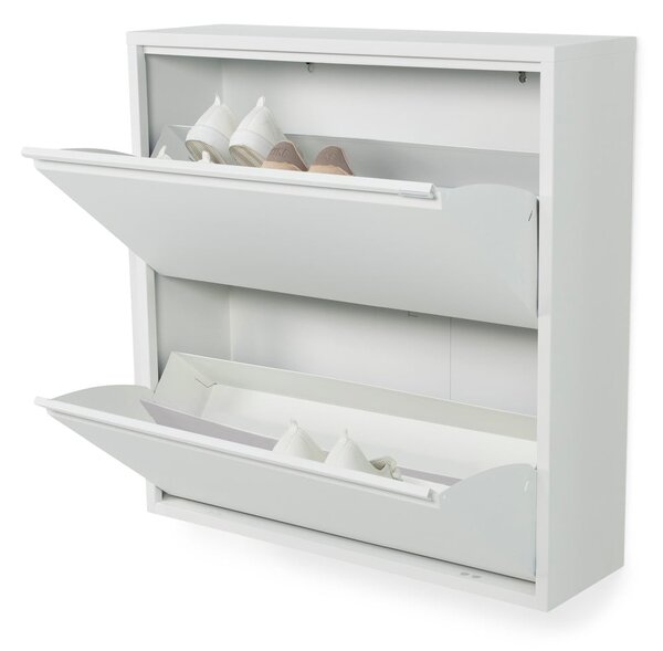 Fehér fém billenő ajtós cipőtartó 75x77,5x22,5 cm Billy – Spinder Design