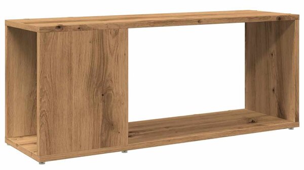 Kézműves tölgy színű szerelt fa TV-szekrény 80x24x32 cm