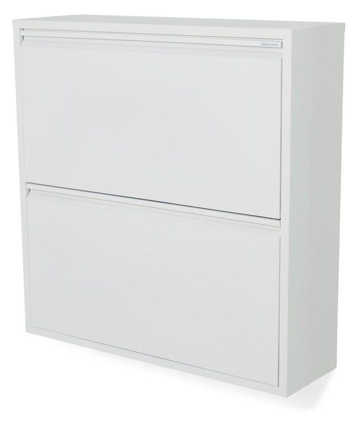 Fehér fém billenő ajtós cipőtartó 75x77,5x22,5 cm Billy – Spinder Design