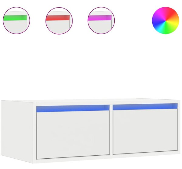 TV szekrény LED világítással fehér 75x35,5x25 cm