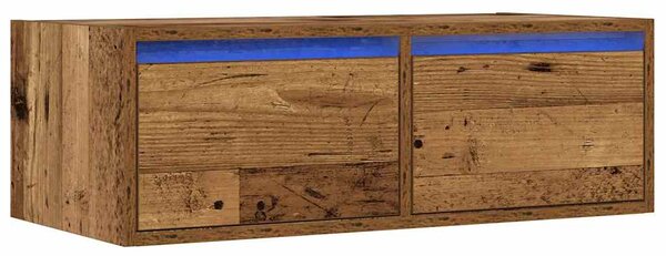 TV szekrény LED világítással régi fa 75x35,5x25 cm