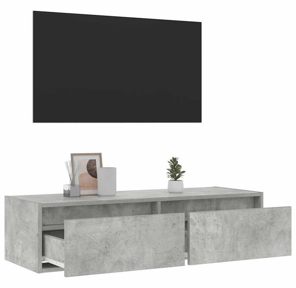 TV szekrény LED világítással beton szürke 100X35,5x25 cm