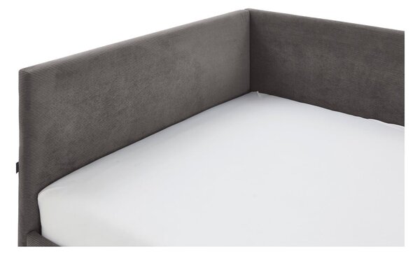 Antracitszürke kárpitozott ágyneműtartós sarok gyerekágy ágyráccsal 90x200 cm Cool – Meise Möbel