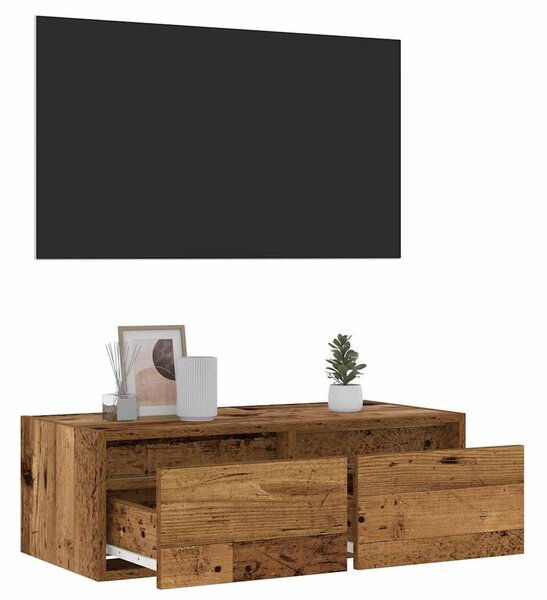 TV szekrény LED világítással régi fa 75x35,5x25 cm