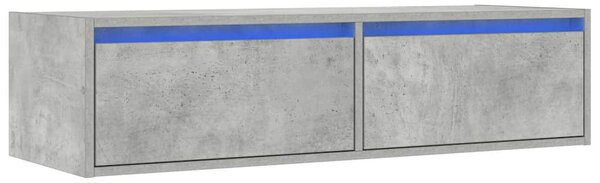 TV szekrény LED világítással beton szürke 100X35,5x25 cm