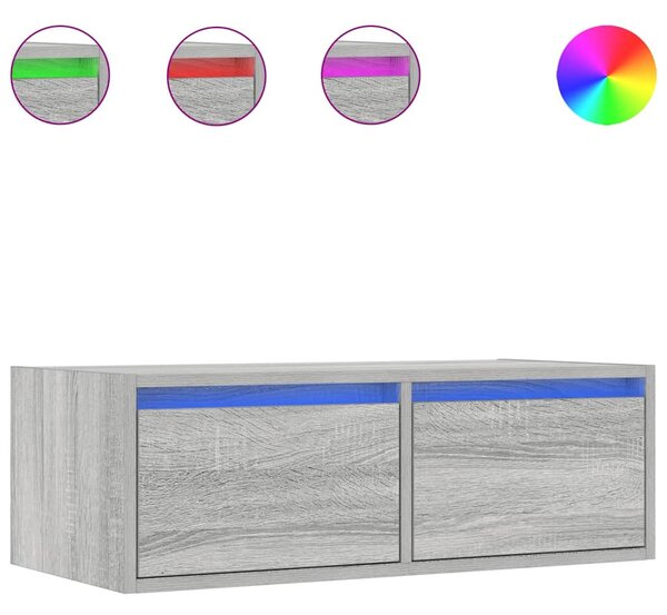 TV-szekrény LED-es világítással szürke sonoma 75x35,5x25 cm