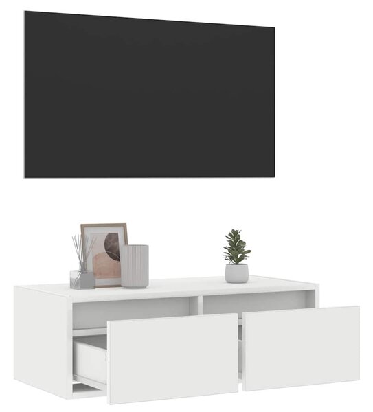 TV szekrény LED világítással fehér 75x35,5x25 cm