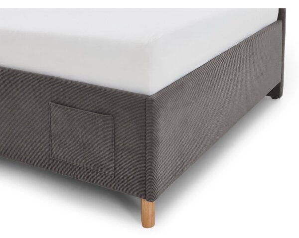 Antracitszürke kárpitozott ágyneműtartós sarok gyerekágy ágyráccsal 90x200 cm Cool – Meise Möbel