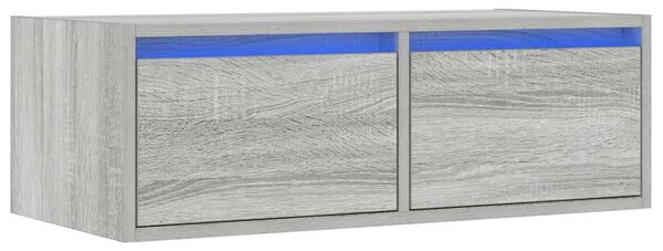 TV-szekrény LED-es világítással szürke sonoma 75x35,5x25 cm