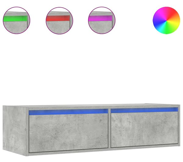 TV szekrény LED világítással beton szürke 100X35,5x25 cm
