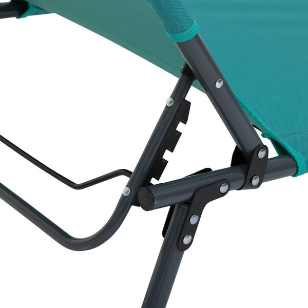 Napozószék 5Five Beach Chair, fém váz, kompakt összecsukás, 173x56x27 cm, türkizkék
