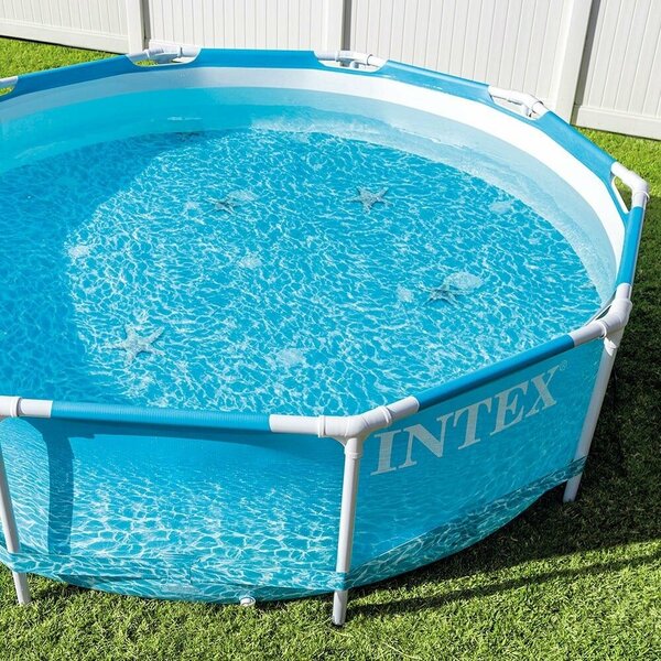 Kerek fémkeretes medence Beachside Metal Frame Intex 28208NP, 305x76 cm, szűrőszivattyúval