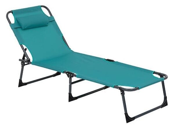 Napozószék 5Five Beach Chair, fém váz, kompakt összecsukás, 173x56x27 cm, türkizkék