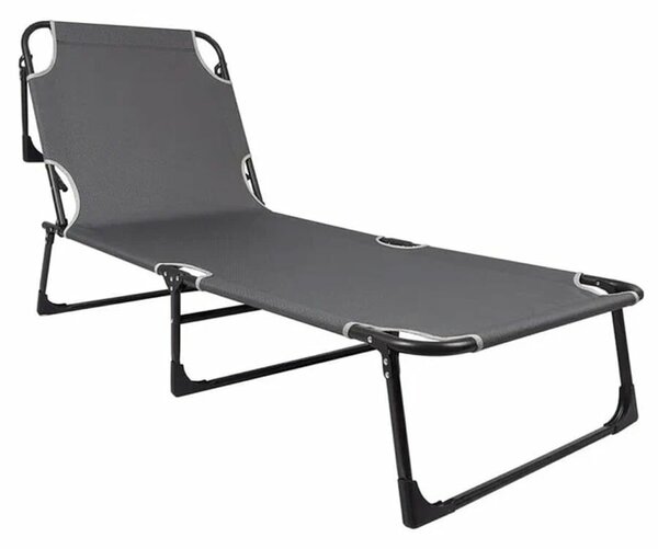 Napozószék 5Five Beach Chair, fém váz, kompakt összecsukható, 173x56x27 cm, szürke
