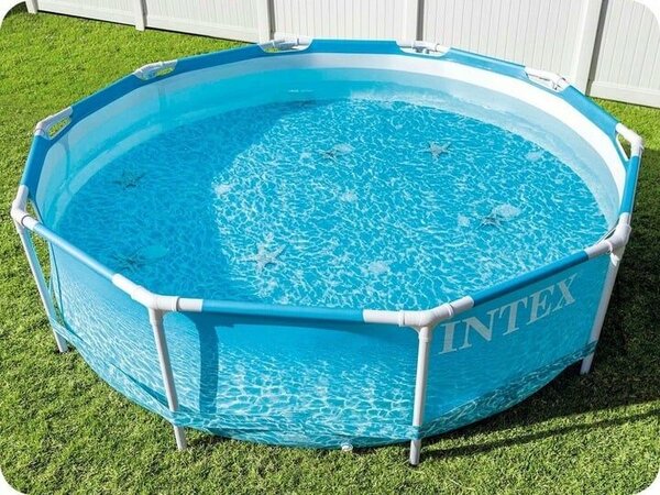 Kerek fémkeretes medence Beachside Metal Frame Intex 28208NP, 305x76 cm, szűrőszivattyúval