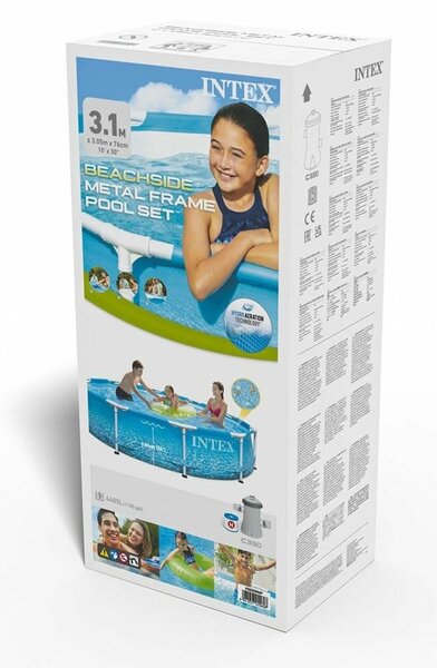 Kerek fémkeretes medence Beachside Metal Frame Intex 28208NP, 305x76 cm, szűrőszivattyúval
