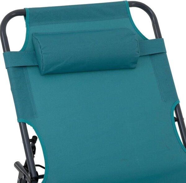 Napozószék 5Five Beach Chair, fém váz, kompakt összecsukás, 173x56x27 cm, türkizkék