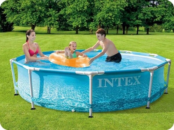 Kerek fémkeretes medence Beachside Metal Frame Intex 28208NP, 305x76 cm, szűrőszivattyúval