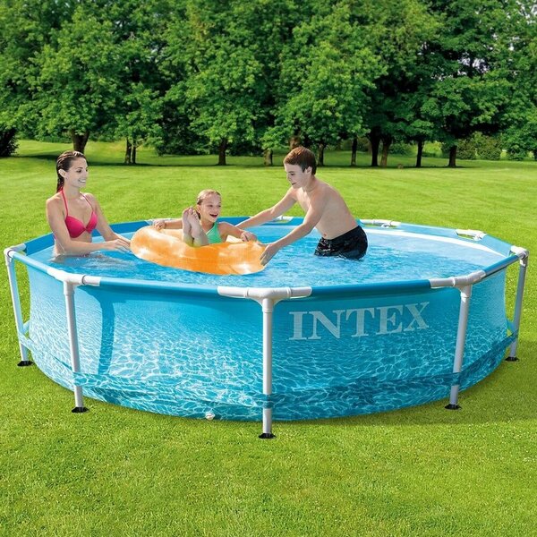 Kerek fémkeretes medence Beachside Metal Frame Intex 28208NP, 305x76 cm, szűrőszivattyúval