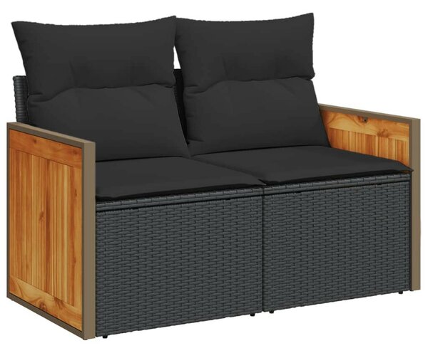 VidaXL 5 részes fekete polyrattan kerti kanapészett párnákkal