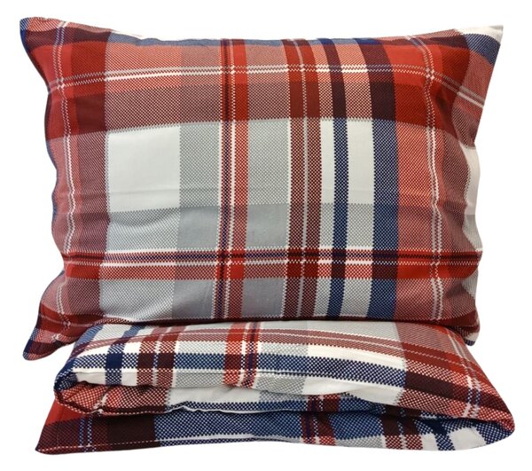 Karo piros flanel ágyneműhuzat 200x140cm+90x70cm TiaHome