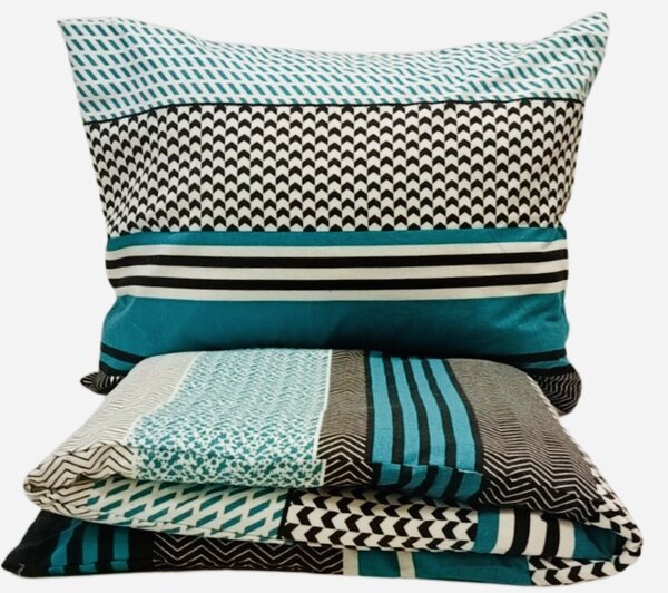 Lipsko türkiz flanel ágyneműhuzat 200x140cm+90x70cm TiaHome